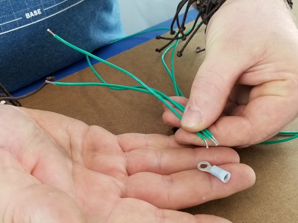 This step will use one blue ring terminal and all 3 wires.