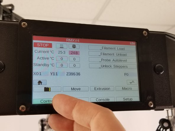 Touch &quot;Control&quot; to return to the main control screen
