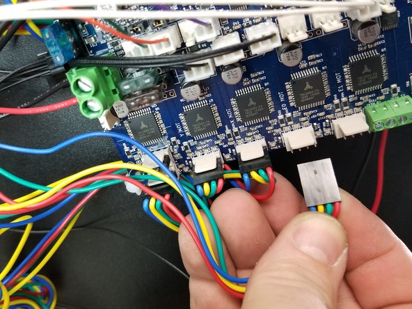 Plug the extruder into the Duet.  It is placed in the 4th position along the edge where the other motors are plugged in.