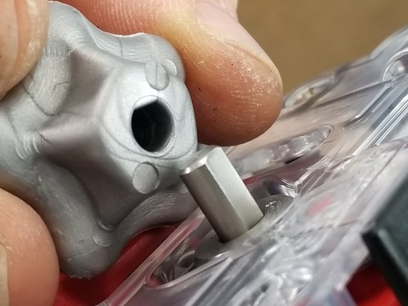 Install your 70714 Stepper Motor 5mm Shaft Handwheel, lining the flat of the hole up with the flat of the motor shaft.