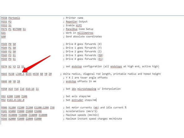 Edit config.g  - locate line M665, usually about 10 or 12 lines down.