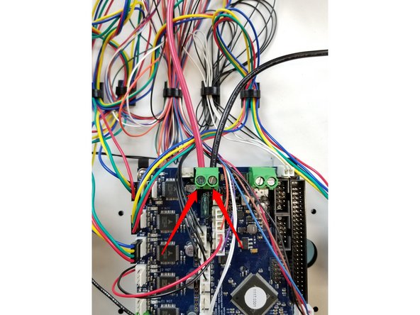 Now install the black 12awg wire from the  X tower, and the red 12awg wire from the Z tower in the locations indicated here.