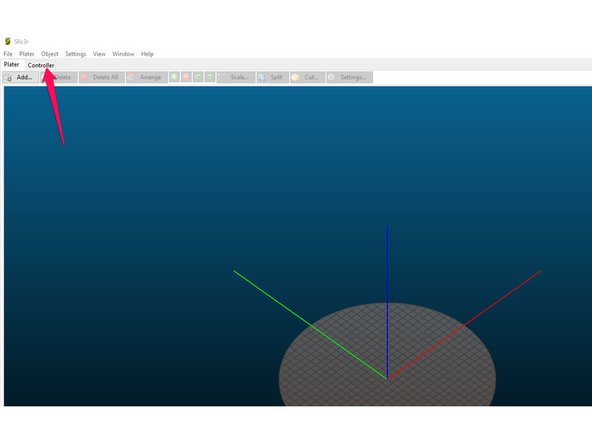 Click on the Controller tab in the upper left of Slic3r