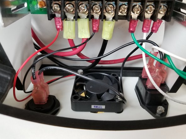 We are done working on the power bay for now. Before moving forward ensure that all wires are 1) not being pinched and 2) not obstructing the movement of the fan blades.