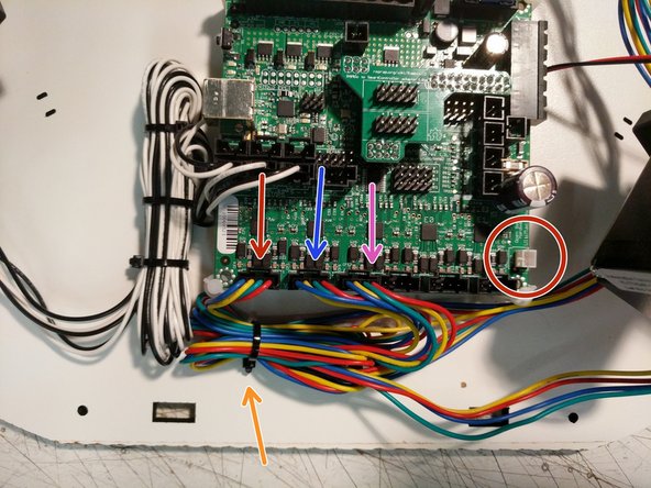 Plug the stepper motor wires in the correct locations on the RAMBo board. Ensure that you get the correct X Y Z locations.