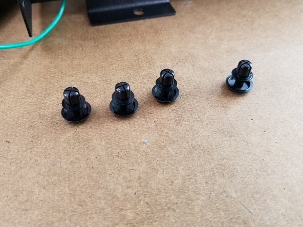 This step will use 4 of the nylon click-shank rivets.