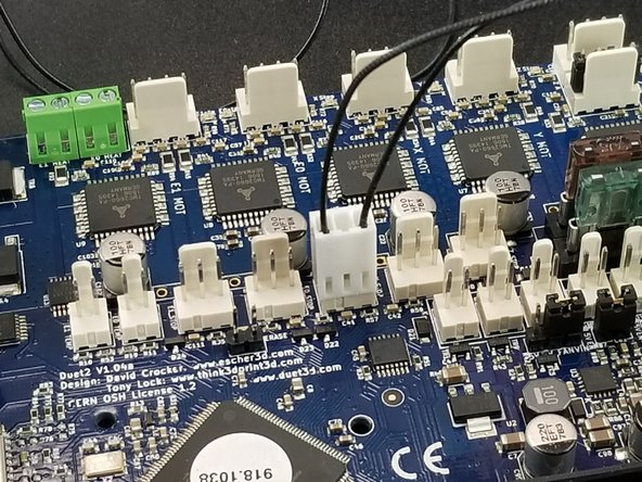 Start with the X endstop. This is the pair of black wires coming from the motor bracket on the opposite side of the Duet as shown in Pic 1.