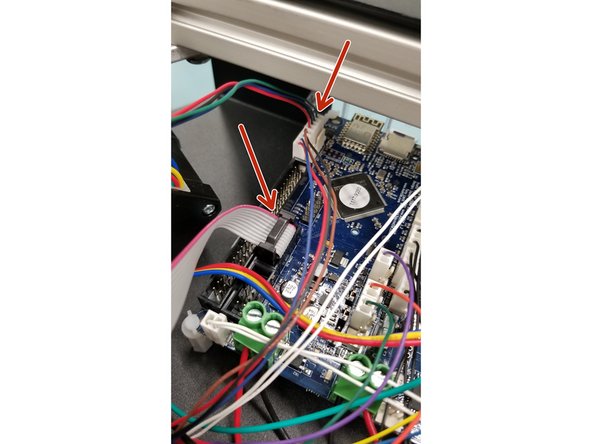 Plug the cables into the Duet board as shown, and replace the top cover on your printer.