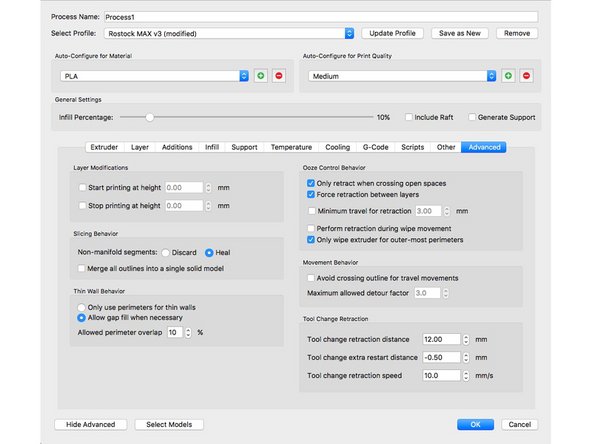 The Advanced tab is last.  Copy these settings as well.