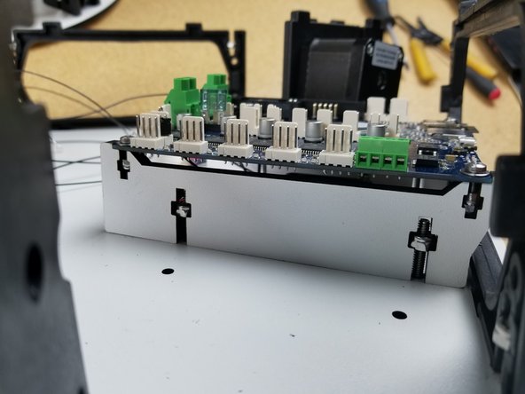 Install the Duet as shown, using the M3 10mm screws and M3 nylon lock nuts.