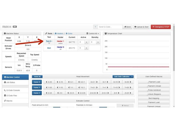 Connect to your printer through your web interface. You'll notice there is only one extruder listed. We're going to fix that now.