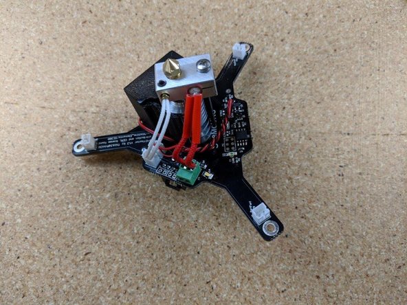 Bend the twisted fan wires behind the thermistor and heater wires to keep them out of the way.