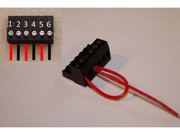 Two pairs of 50mm long, 18ga red &amp; black wires are required for this task.