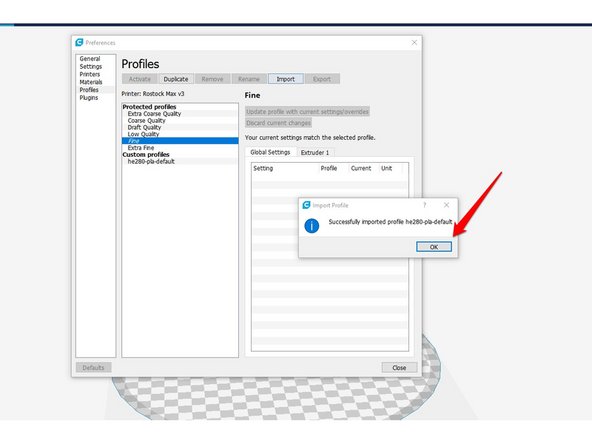 Choose the profile you would like to import first. pla-default is a good profile to begin with if you are unsure which one to begin with.