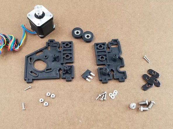 You will now be assembling the top motor brackets. For this step you will have 3 piles of parts as shown in Pic 1.