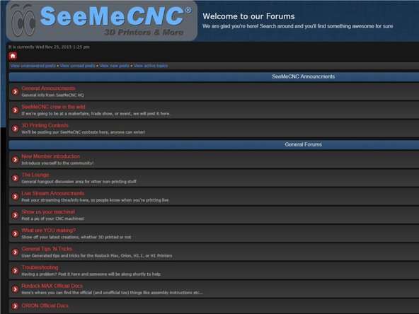 Join our community of 3D Printing enthusiasts by visiting www.forum.seemecnc.com