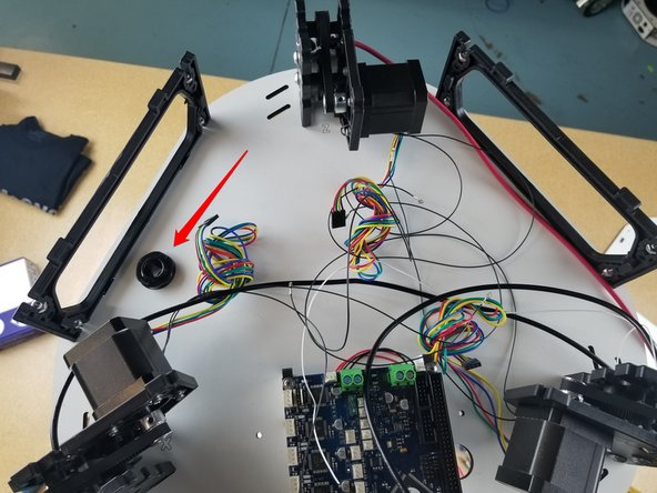 The Cable Mount Hub (Strain Relief) gets installed in a hole in the top base plate. There are (2) parts, the hub and the nut to secure it.