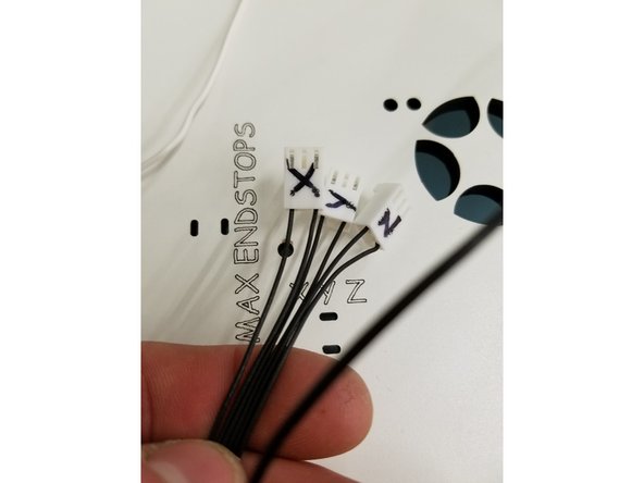 Install the wires one tower at a time with one KK crimp going into the first Pin of the connector and the other going into the 3rd. Repeat this with all end stop wires.