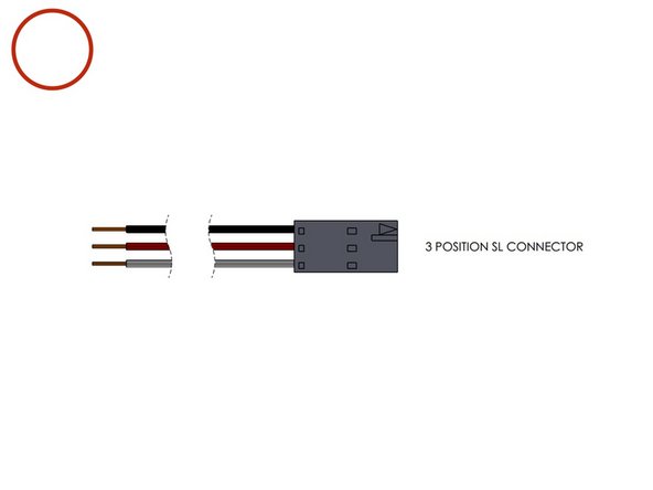 On the connector housing pin 1 is indicated with an arrow. Insert the black wire into pin 1, red wire into pin 2 (Middle), white wire into pin 3. Push each of the wires in until you feel a "click". You will see that small tab, in the window of the connector when they are fully inserted.