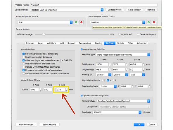 The tab labeled GCode should really have a different title, but follow these settings for the v3.