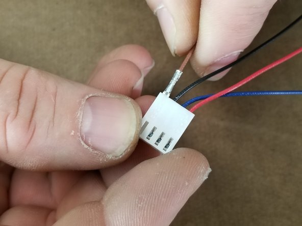 Here you will use a 4 position connector to install the red, blue, black and brown wires.