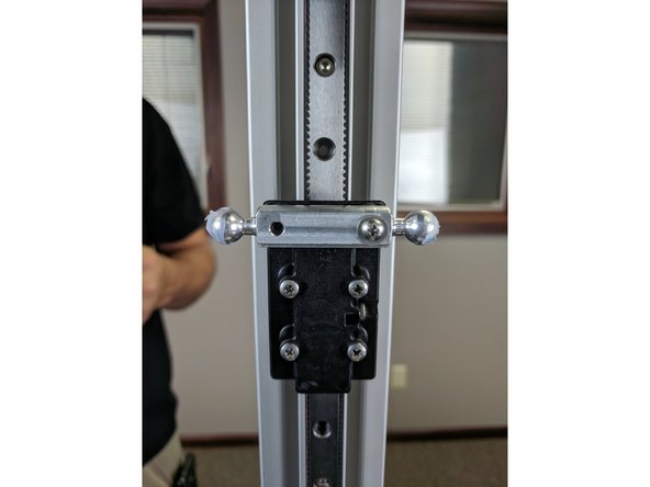 Locate and install the metal ball joints. Each ball joint is installed onto the carriage with (2) 1/2&quot; long #4 sheet metal screws and #4 washer.