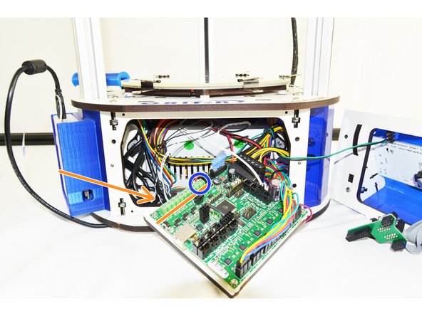 Remove the end-stop plugs from the RAMBo board. You will want to remove them one at a time and label them (on the black 3 pin housing) with a sharpie marker. In order from left to right, these are X Y Z. Be sure to remove them one at a time and label them!