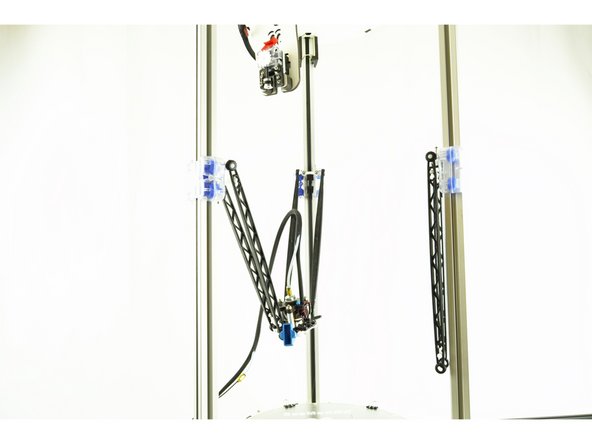 Remove the ball joint arms from the hotend platform. Do one set at a time, until you have all of the arms disconnected.