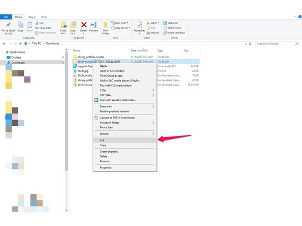Right click on the &quot;Zipped&quot; Slic3r program folder that you downloaded and choose &quot;Extract All&quot;