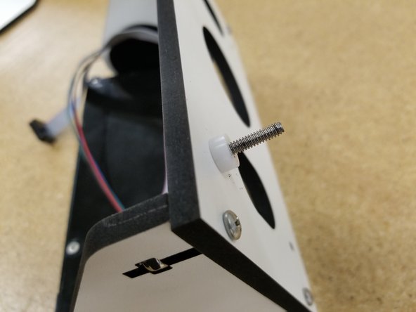 Install the touch screen assembly to the bottom plate of your top assembly using the 6-32 1" machine screws, plastic bearings, and 6-32 nylon lock nuts.