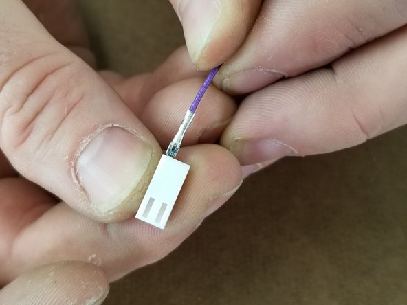 In pic 1 you will insert the purple wire into a 2 pin connector as shown.  The purple wire must go into the correct side of the connector.