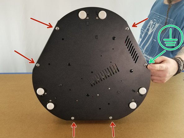 The 5 remaining locations are shown with red arrows on Pic 2.  The green arrow is the grounding wire installed in the previous step.