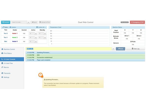 Go to the &quot;G-Code Console&quot; page.