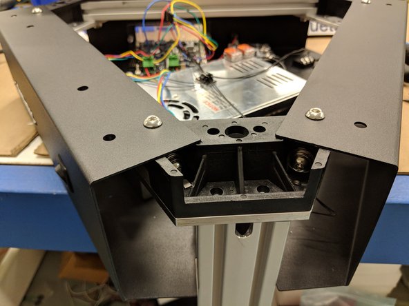 Install the final tower. This is the Y tower. It will install the same as the previous two towers, with the exception that this tower has no wires installed so you will not have to worry about pinching any wires.