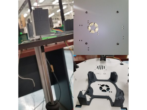 Begin by lining up your 3d printed standoff with the existing Rambo standoff screw holes. Use the 4 #6x1/2&quot;L screws provided and screw them up into the standoff from the bottom of the Laser Cut Panel.