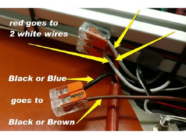 Machines starting February 2018 have a 3 position Wago connector. This eliminates the third Wago 2 position connector. One photo is left in this Step for reference to earlier machines.