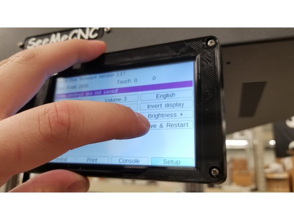 Newer firmware (July 2018 forward) will no have &quot;Save &amp; Restart&quot;.  Simply push &quot;Control&quot; button to switch screens and the inverted display will be saved.