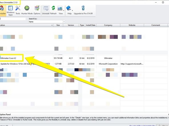 Revo automatically launches the uninstaller for the program selected, in this case Cura. Revo is now "watching" everything that program does (don't ask us how, it just works like magic).