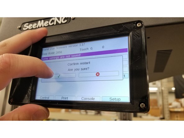 Select &quot;Save &amp; Restart&quot; &gt; green check mark .