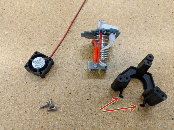 For this task, you'll need the assembled hot end, the HE280 PCB Mount, 3 #4, 3/8&quot; screws, 1 Barrel Fan Blocker, and 1 25mm fan.