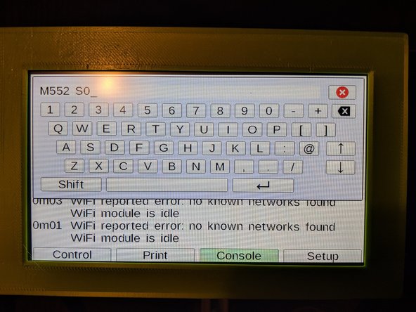 You will want to enter the command M552 S0 to turn off wifi as seen in Pic 1.  Click the enter key next to the spacebar on the keyboard.
