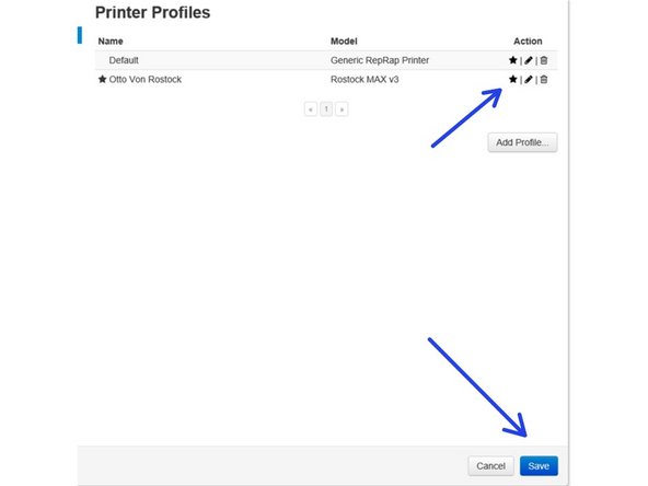 Once you've saved your new profile, make it the default profile by clicking on the star icon.