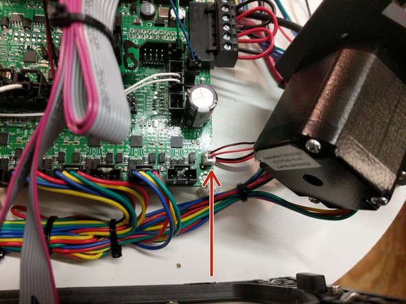 Next, connect the orange wire to a 2 position terminal block (found in RAMBo kit).  Note the polarity in the photo.
