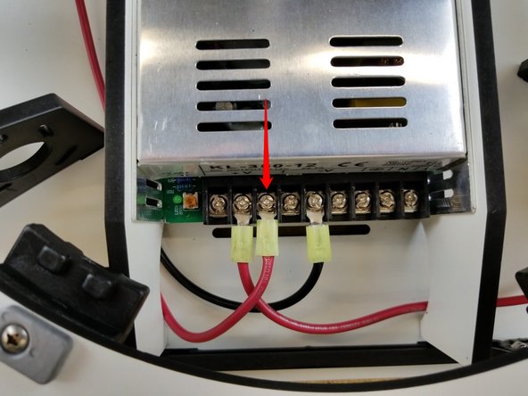 These two wires should then be routed through the base to the power supply.