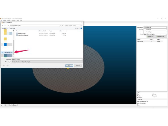 Click &quot;Export G-code...&quot; at the upper right of the screen.