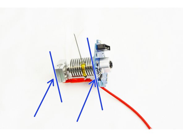 The black plastic ring of the EZR Struder / Hot End PTC Adapter should be on the side of the HE280 Hotend PCB Board with the 8 pin connector (See Pic)