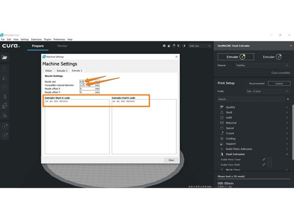 Set nozzle size to 0.5  *This is our stock nozzle size, if you are using a different nozzle size, put the correct nozzle size here*