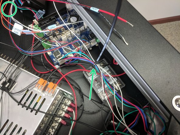 Secure the end-stop wires in this wire clamp.