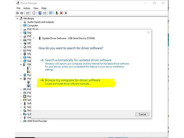 If the Rambo isn't properly detected, you can select it in the Device Manager window, right-click on it and click &quot;Update Driver&quot;