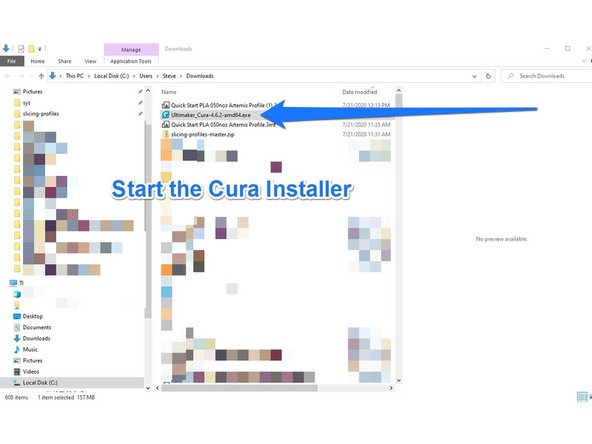 Start the Cura installer by using the installer file downloaded in Step 1 of this guide.
